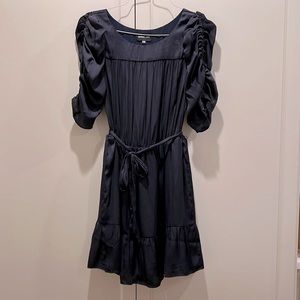 Sugar + Lips, size medium navy blue shirt dress with tie at waist.